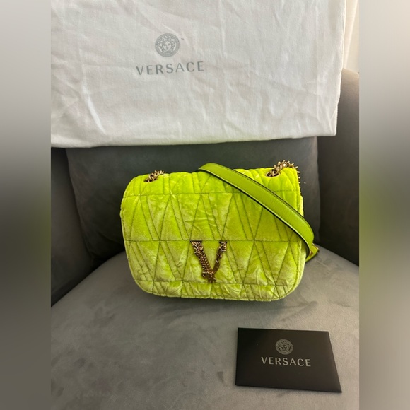 NWT Versace Virtus Velvet Shoulder Bag - Picture 5 of 11